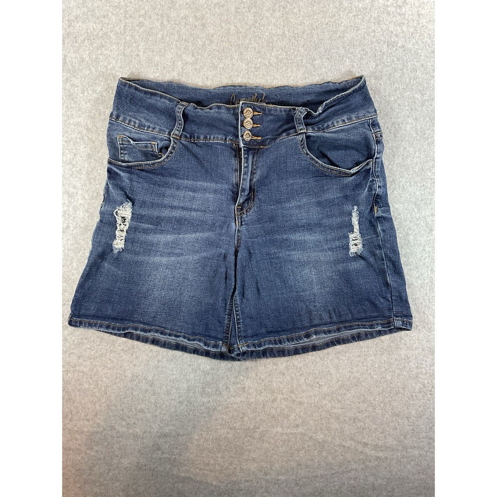 Copper Flash Jean Shorts Women's Size 12 Blue Distressed Stretchy Denim 184